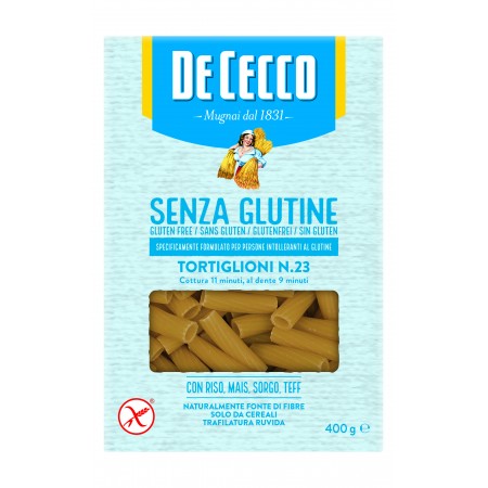 MASSA TORTIGLIONE DE CECCO S/GLUTEN 400G